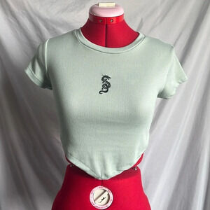 SM218 Streetwear society crop t shirt with dragon